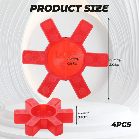 Flexible L095 NBR Rubber Spider Insert Set For L Jaw Couplings, 4 Pack Solid Spider Center Inserts In Red, 53mm OD size image