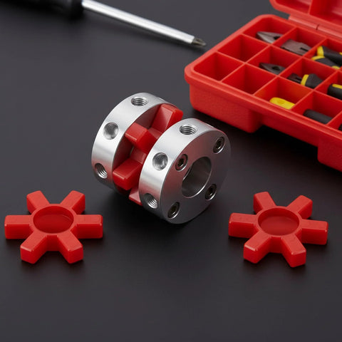 Flexible L095 NBR Rubber Spider Insert Set For L Jaw Couplings, 4 Pack Solid Spider Center Inserts In Red