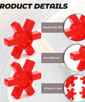 Flexible L095 NBR Rubber Spider Insert Set for L Jaw Couplings, 4 Pack Solid Spider Center Inserts In Red, product details view