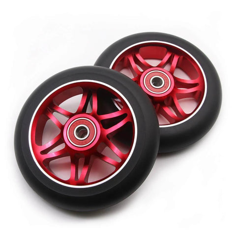 110mm Pro Scooter Replacement Wheels 2 Pack with Ball Bearings 88A PU CNC Alloy Core Fit for MGP Razor Lucky Envy and Vokul Scooters Red