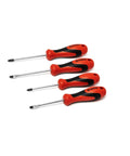 Set of four screwdrivers from 180 Piece Professional Tool Set in Tool Storage Case - CTK180 with red handles and metal shafts