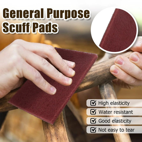 Using Six Pack Red Scuff Pads Very Fine Grade for Paint Prep and Finishing on wooden surface