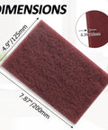 Six Pack Red Scuff Pads Very Fine Grade for Paint Prep and Finishing shown with dimensions 200x125mm and 10mm thickness