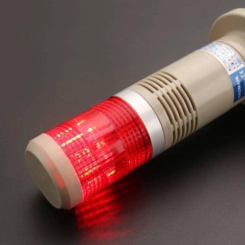 110V AC Alarm Warning Light With Built In Buzzer And Red LED Signal Tower Lamp For Industrial Use, Flashing Light, 80 X 190mm, Model LTP-502WJ Baomain