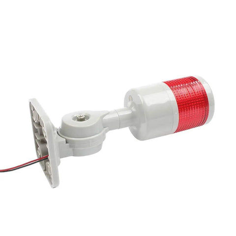 Industrial LED Signal Tower Stack Light With Rotatable Base Andon Style Column Lamp For Clear Warning Alerts 12V 24V DC Switchable Steady Or Flashing Modes 1 Layer No Buzzer Boss Level Visibility By LUBAN, side view, showing rotatable base and red light.