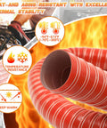 2 Inch Silicone Flexible Air Duct Hose For High Heat Exhaust And Dryer System, 10 Foot Length, Red Ducting With Flames Background