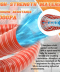 High-strength 2 inch silicone flexible air duct hose for high heat exhaust and dryer system, 10 foot length, red ducting.