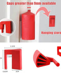 Hanging Silicone Door Pinch Guard And Anti Door Slam Stopper For Kid Safe Baby Proofing Doors That Stay Open Hidden Mount On Hinges Soft Rubber Protection Red 2 Pack, dimensions shown and hung on door