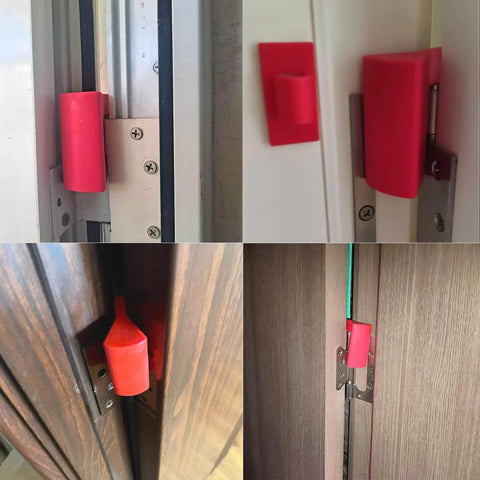 Hanging Silicone Door Pinch Guard And Anti Door Slam Stopper For Kid Safe Baby Proofing Doors That Stay Open Hidden Mount On Hinges Soft Rubber Protection Red 2 Pack