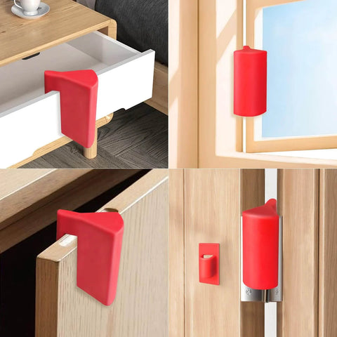 Hanging Silicone Door Pinch Guard And Anti Door Slam Stopper For Kid Safe Baby Proofing Doors That Stay Open Hidden Mount On Hinges Soft Rubber Protection Red 2 Pack