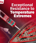 Heavy-Duty High Temp Silicone Gasket Maker And RTV Sealer - DIY Friendly, Flexible Heat Resistant Sealant Up To 600F For Valve Covers And Automotive Gaskets, Red RTV, 2 Pack Tubes shown being applied on a surface with text highlighting temperature resistance.