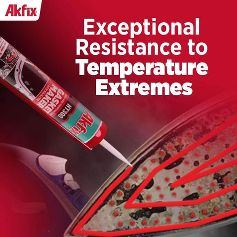 Heavy-Duty High Temp Silicone Gasket Maker And RTV Sealer - DIY Friendly, Flexible Heat Resistant Sealant Up To 600F For Valve Covers And Automotive Gaskets, Red RTV, 2 Pack Tubes shown being applied on a surface with text highlighting temperature resistance.