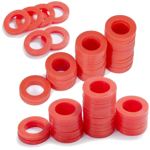 Silicone Hose Washers Set for Outdoor Garden Hoses and Faucets, 40 Pack Red O-Rings, 3/4 Inch Gasket Replacement, durable seal