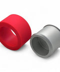 2 Inch High Grip Polyurethane Traction Wheels Pair with CNC aluminum hubs, red polyurethane and silver aluminum, for robotics and DIY projects.