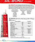 Red High Temperature Silicone Sealant For Automotive And Home Projects 2.8 Oz Tube UV Stable And Non Yellowing Waterproof And Non Shrinking USDA Approved Non Flammable Strong Adhesion For Seals And Gaskets Ideal For BBQ Flues Plumbing with tube and specifications chart visible