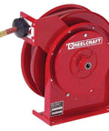 1/4 Inch By 35 Foot Spring Driven Hose Reel For Air And Water With Reinforced Steel Base, Stress Free Full Flow Swivel