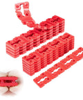 48Pcs Outlet Spacers For Electrical Boxes, stackable red plastic spacers for loose outlets, close-up of shim design and stacking feature