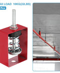 Ceiling Spring Vibration Isolator Hangers 8 Pack For Mechanical Damping Mounts Anti Vibration For AC Air Processors Bedroom Theater Studio Red Steel And Rubber Construction With M8 Thread Load Capacity Up To 44 Lbs Each, showing close-up and installed view.