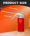Two Pack 200 Ml Steel Manual Oil Dispenser Cans With Durable Metal Spout, Red, size dimensions visible