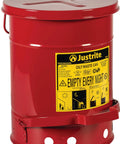 6 Gallon Galvanized Steel Oily Waste Can With Foot Pedal Self Closing Lid For Oil Rag Disposal OSHA Compliant Made In USA Red