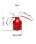 Red Powder Coated Steel Pistol Style Oil Can 12 Ounce 400 Ml With Flexible Tube Manual Pump Oiler 2 Pack