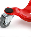 Red 4 Pack Steel Tri-Dolly with 3 wheel design, 200 lbs load capacity, close-up of dolly wheel and metal frame for furniture moving
