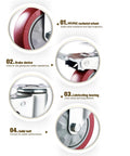 4 Inch Heavy Duty Caster Wheels With Brakes And Screws Set Of Four Silent Rubberized Castors Up To 1320 Lbs Capacity features