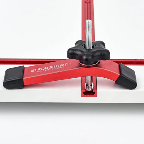 Heavy Duty T Track Hold Down Clamps For Woodworking 6 3/8 Inch Long 1 1/4 Inch Wide Universal Double Cut Profile Fine Sandblast Anodized Red Finish