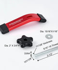 Heavy Duty T Track Hold Down Clamps For Woodworking 6 3/8 Inch Long 1 1/4 Inch Wide Universal Double Cut Profile Fine Sandblast Anodized Red Finish 4 Pack With T Bolts And Washers Non Slip Rubber Pads Protect Workpieces And Prevent Slippage
