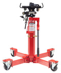 Front view of Beefy 1000 Lb Air And Hydraulic Telescoping Transmission Jack With Adjustable Saddle Arms, Model 7796