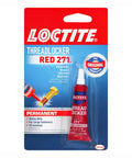 Loctite Threadlocker Red 271 packaging, permanent high-strength seal for nuts bolts and fasteners, 6 ml bottle, prevents corrosion