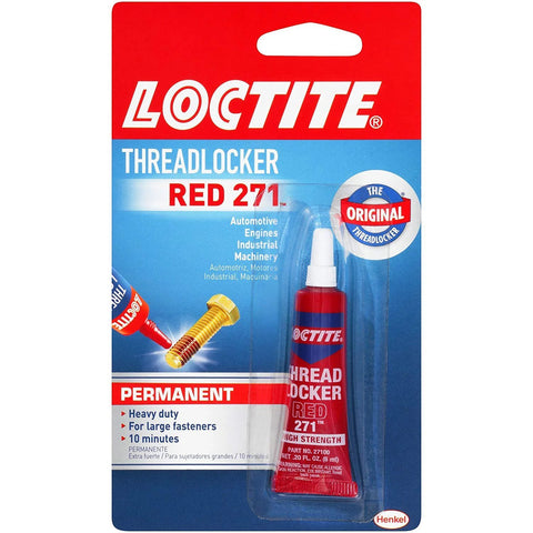 Red Threadlocker 271 For Permanent Locking Of Threaded Fasteners Up To 25mm Seals Against Vibrations, 0.2 Ounce Tube Packaging
