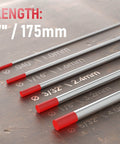 Red Tip 3/32 Inch By 7 Inch TIG Welding Tungsten Electrodes WT20 EWTh-2 AWS Certified 10 Pack