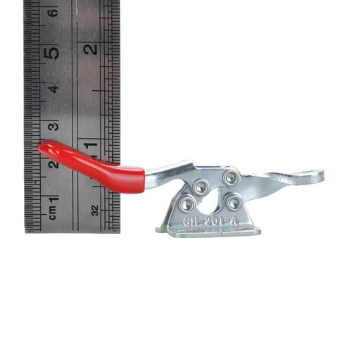 4 Pack Toggle Clamp Set 201A Anti Slip Red Horizontal Hold Down Clamps with ruler for size reference