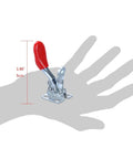 4 Pack Toggle Clamp Set 201A Anti Slip Red Horizontal Hold Down Clamps in hand for scale