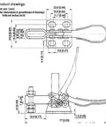 Technical drawing of Small Quick Release Horizontal Toggle Clamp 60 Lbs 27 Kg 8 Pack GH 201 with detailed measurements.