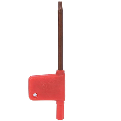 Red tool handle with slender metal rod, part of Pro Grade NT30 FMB27 Collet Chuck Holder With 6 Flute Milling Cutter And 10 Pack APMT1604 Carbide Milling Inserts Set