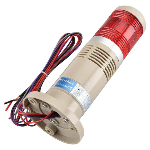 Tower Stack Light For Industrial Use 24V DC Red LED Alarm Flash Light With Built In Buzzer And Bright Signal Light Perfect As A Red Warning Beacon For Machinery And Production Lines Heschen