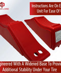 Rugged Five And A Half Inch Lift Trailer Ramp For Quick Tire Changes On Dual Axle Trailers, red ramp side by side view