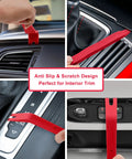 All In One 5 Piece Car Trim Removal Tool Kit With Upholstery Tools Auto Clip Pry Tool removing car interior trim red