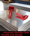Industrial 2.5 Inch Tube Squeezer Tool With Silicone Bead Dispenser on metal sheets, pro grade red grip shown.
