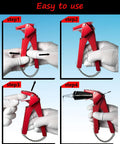 Step-by-step usage of Industrial 2.5 Inch Tube Squeezer Tool With Silicone Bead Dispenser, Pro Grade Red Grip for sealant application.