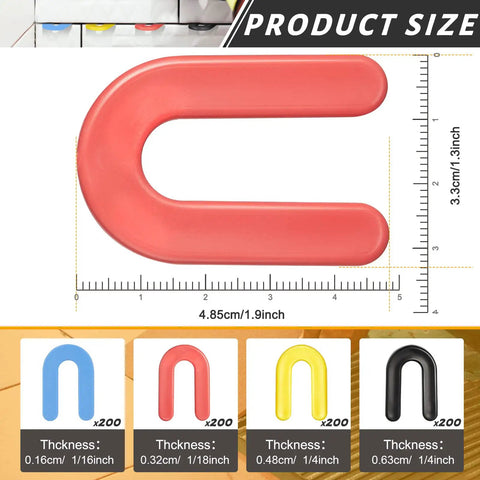 800 Pack U Shaped Tile Spacers For Leveling And Tile Alignment Plastic Structural Shims Set In Four Sizes And Color Codes