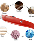 2 Pack Utility Knife Box Cutter Retractable Razor Blade Heavy Duty Box Cutters Knife PVC Pipe Cutter with multiple material icons