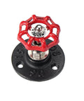 Retro Iron Door Pull Handles For Doors Cabinets Drawers Kitchen Wardrobe Industrial Style with red valve design on black base.