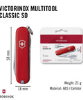 Victorinox Swiss Army Classic SD Pocket Knife Red Ultra Compact Seven Function Tool With Small Blade Scissors and packaging