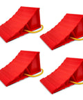Heavy Duty Wheel Chocks For Travel Trailers, HOXWELL Two Pair Non Slip Red Blocks With Rope, Lightweight Yet Tough, Fits Most Tires