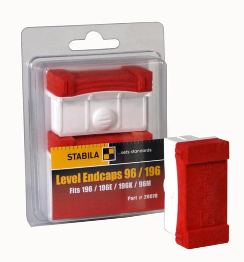 Stabila 20070 Type 196 96 M Levels End Caps Replacement Pack Of 2 with quick install soft rubber protectors in packaging
