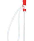 Tolco 160116 Value Siphon Drum Pump Individual Box, 49.25" Height, 43.75" Width, Red/White, with white tube.
