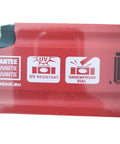 Close-up of UV resistant and shockproof vial features on Ultra Slim Redstick 16 Inch Level With Precision Milled Surface.